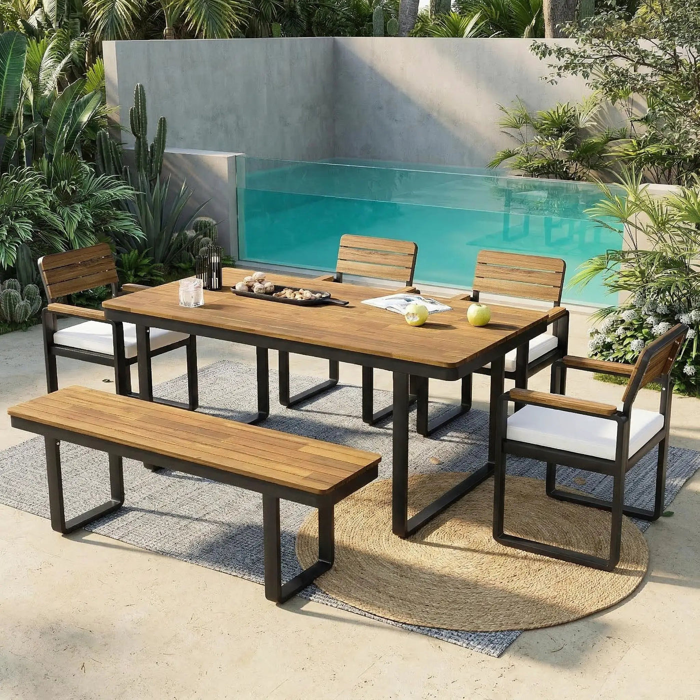 6-Piece Outdoor Dining Set with Acacia Wood by HouseOfZazla