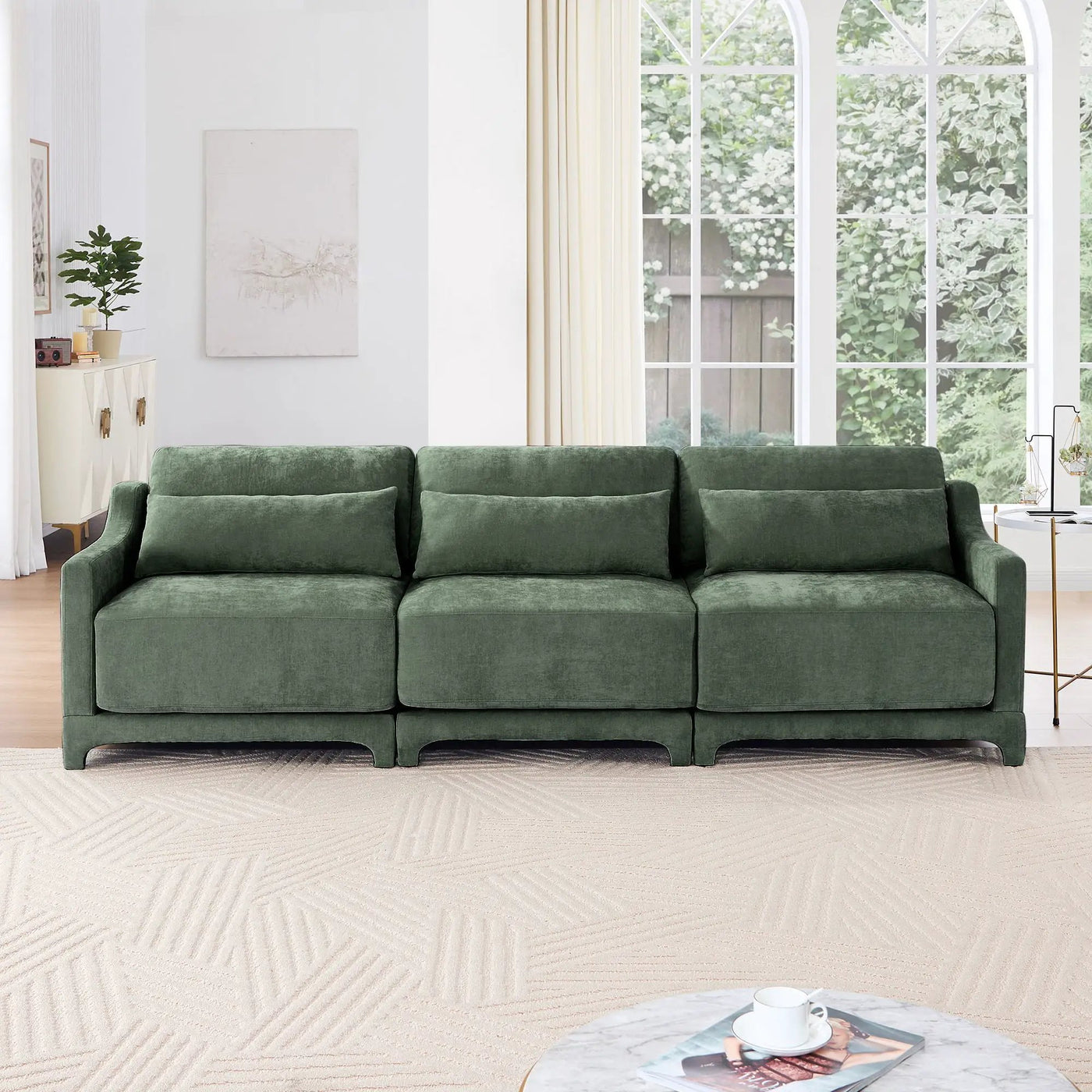 Elegant Sofa With Ergonomic Design And Lumbar Pillows by Unique Piece Furniture