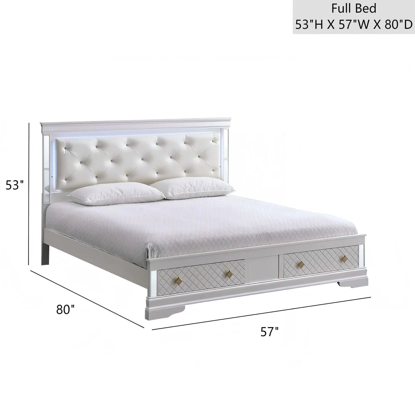 Verona - Bed With LED Accent Lighting, 2 Drawers by HouseOfZazla