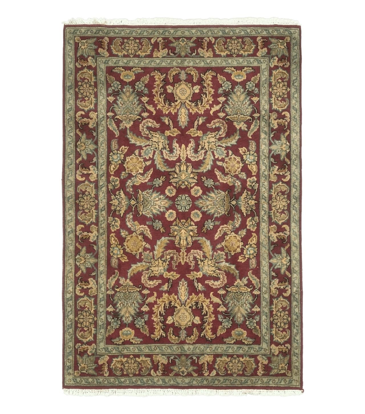 Indo Persian Mahal Rug 4x6, Floral Allover Pattern, Maroon by Jewel Rugs