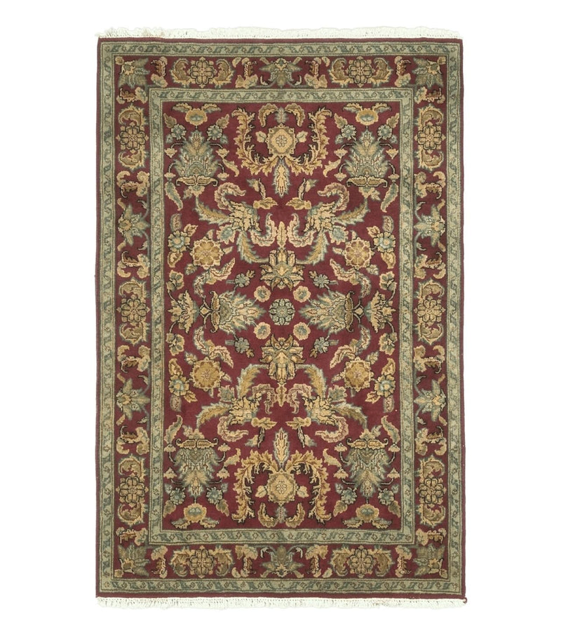 Indo Persian Mahal Rug 4x6, Floral Allover Pattern, Maroon by Jewel Rugs