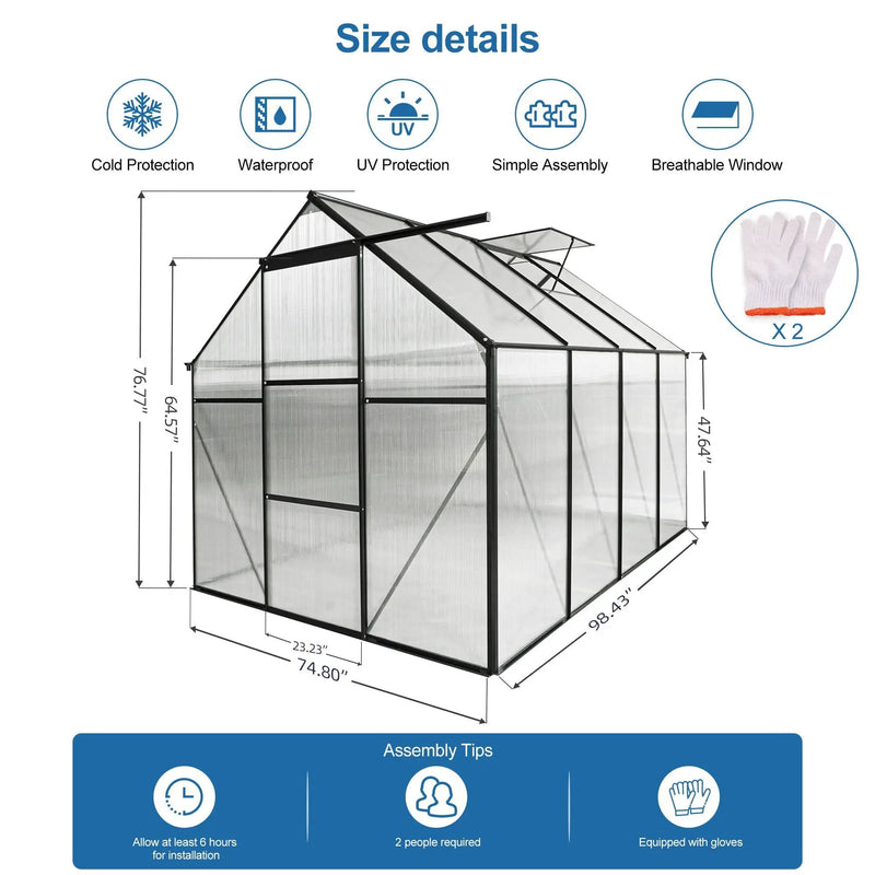 Polycarbonate house Raised Base And Anchor Aluminum Heavy Duty Walk-In houses For Outdoor Backyard In All Season by HouseOfZazla