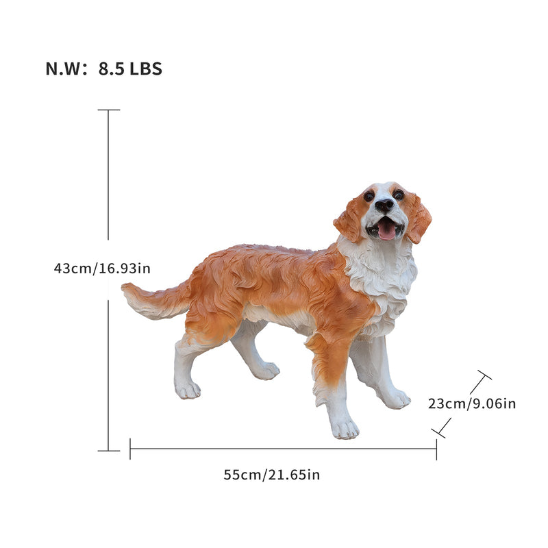 Lifelike Hound Dog Statue, Realistic Resin Animal Figurine for Indoor Outdoor Garden Lawn Yard Home Decor, Art Craft Gift, Brown+White, photo 3 of 7