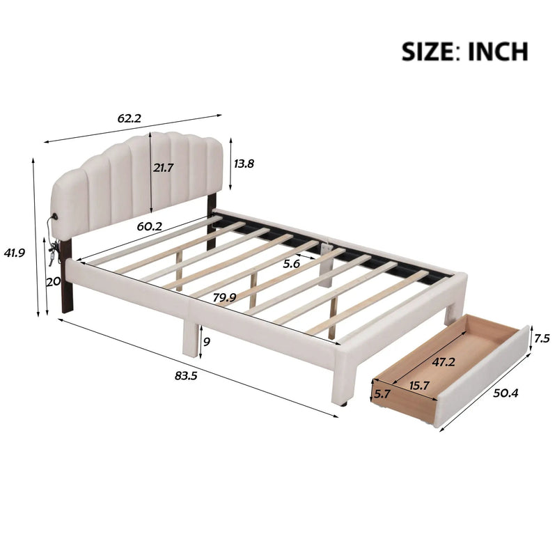 Upholstered Platform Bed With Drawer by HouseOfZazla