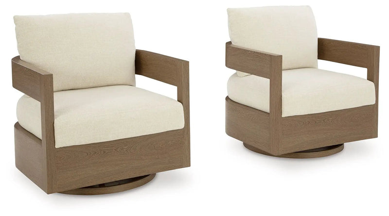 Serene Bay - Swivel Glider Chair With Cushion - Dark Brown / White by Unique Piece Furniture