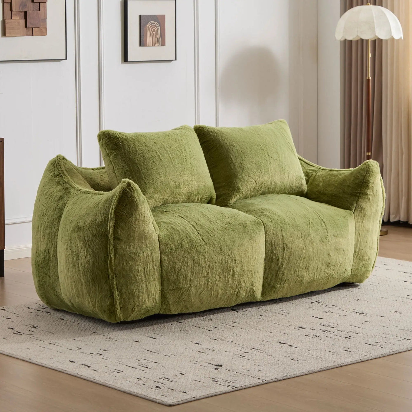Giant Bean Bag Couch, Ultra Soft Fluffy Loveseat For Living Room by HouseOfZazla