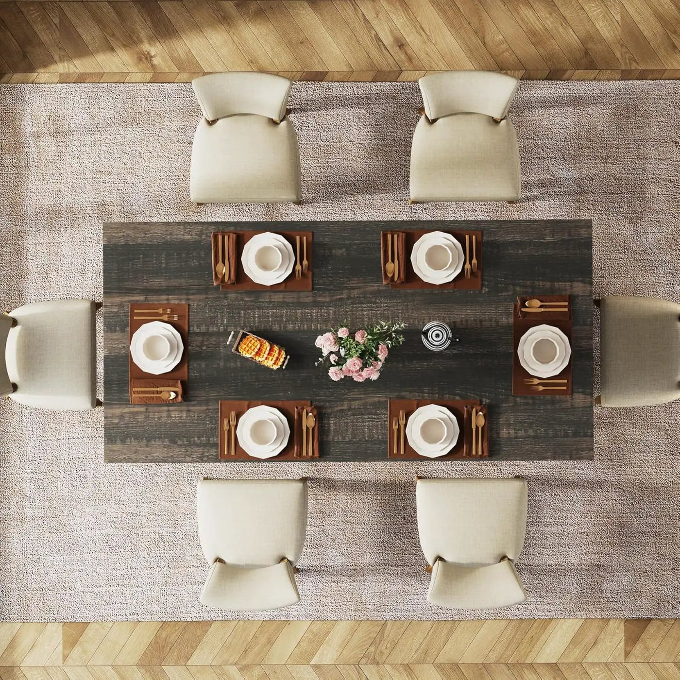 Dining Table For 4 - 6 People, Kitchen Table With Thick Top by HouseOfZazla