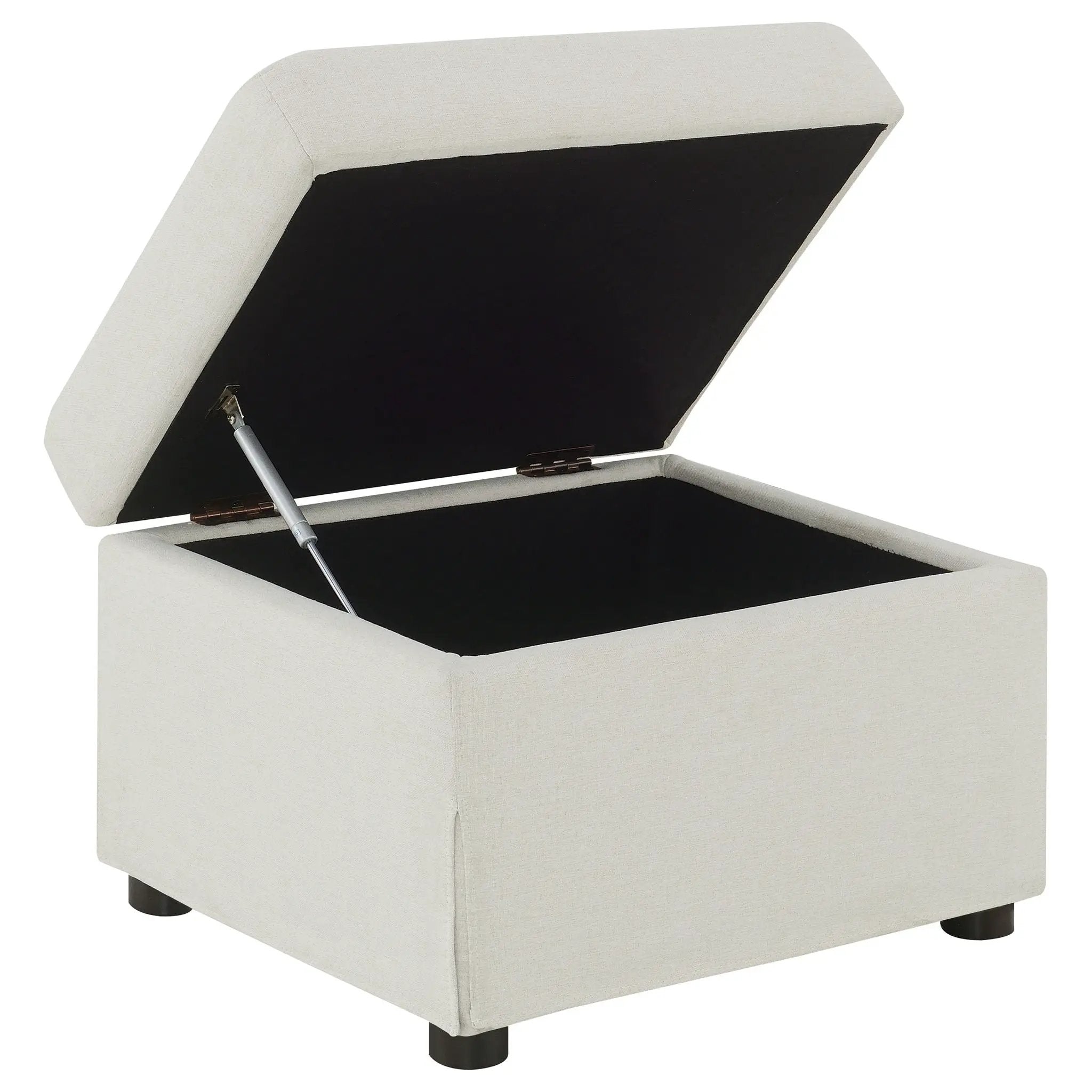 Winter Upholstered Hydraulic Lift Top Storage Ottoman Beige by Unique Piece Furniture
