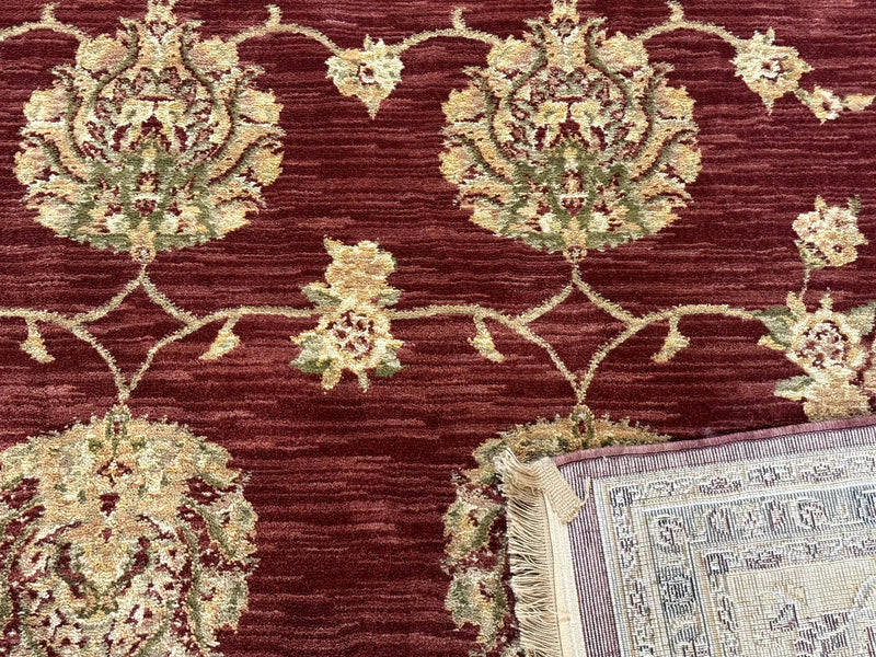 Traditional Wool Oriental Rug 9x13, Large Power Loomed Carpet, Burgundy by Jewel Rugs