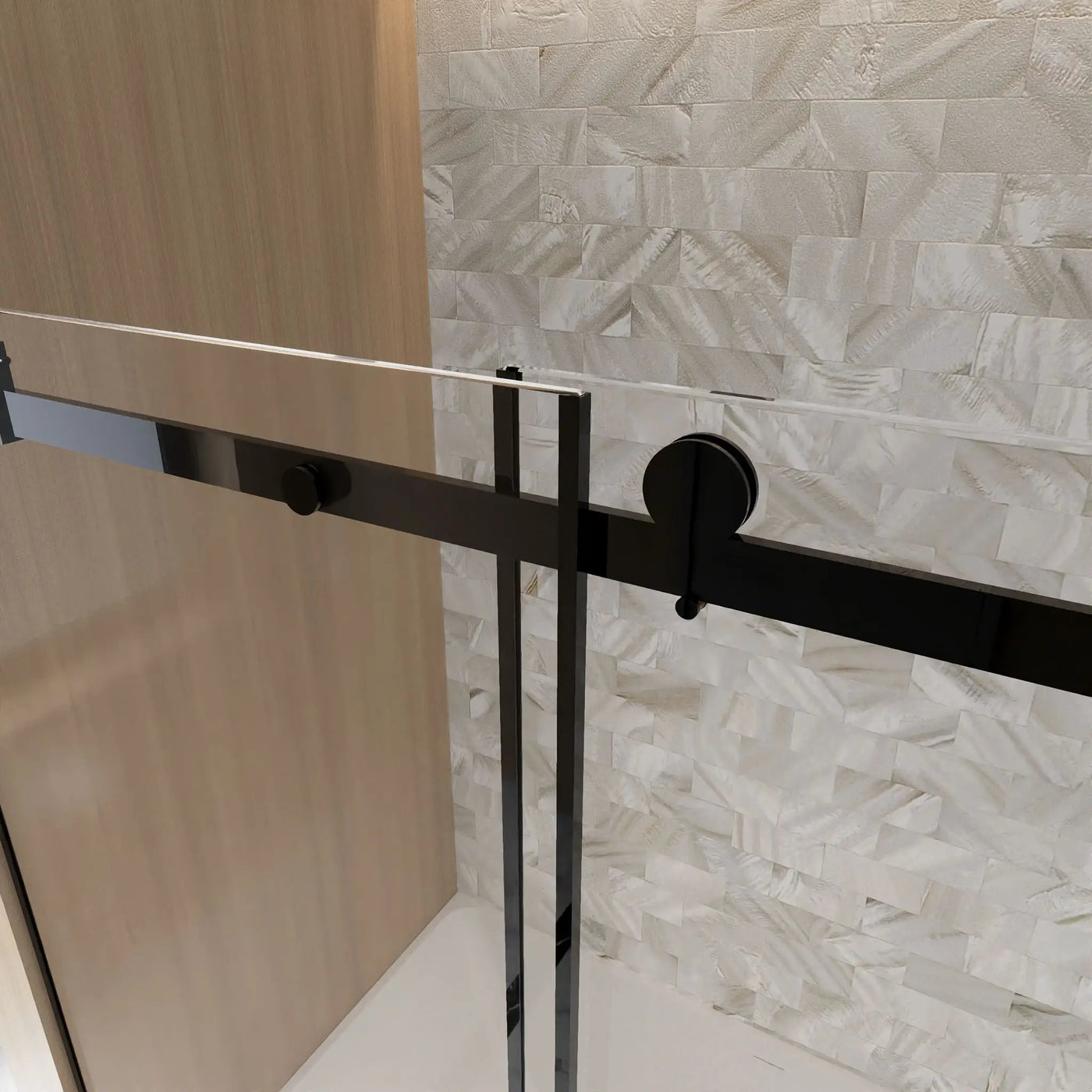 Frameless Single Sliding Shower Door, Square Tube Track by HouseOfZazla