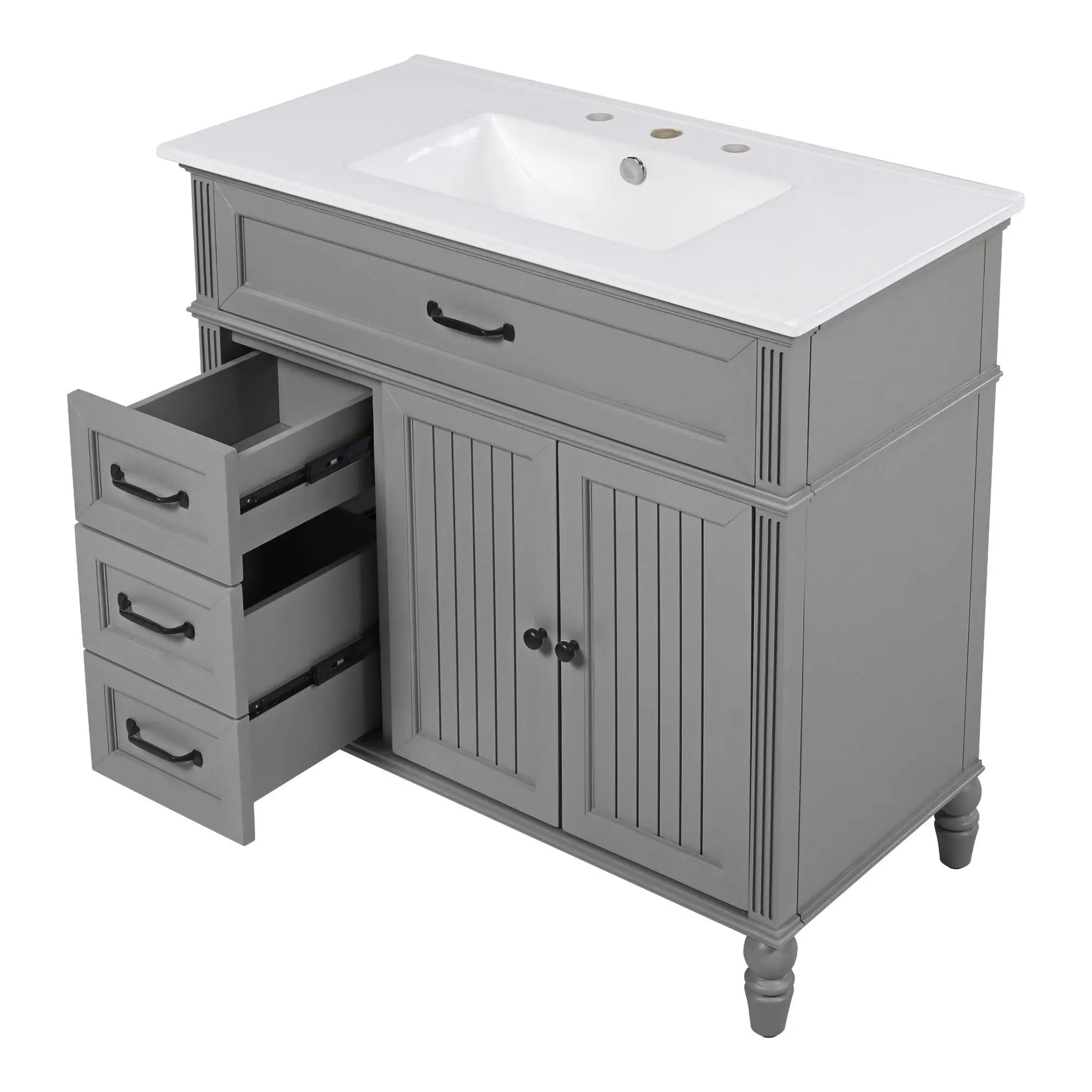 Bathroom Vanity With Sink, Freestanding Cabinet & Drawers by HouseOfZazla