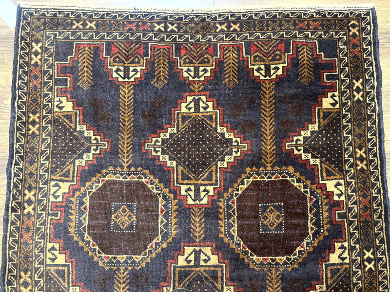 Navy Blue Afghan Balouch Rug 4x6, Handmade, New by Jewel Rugs