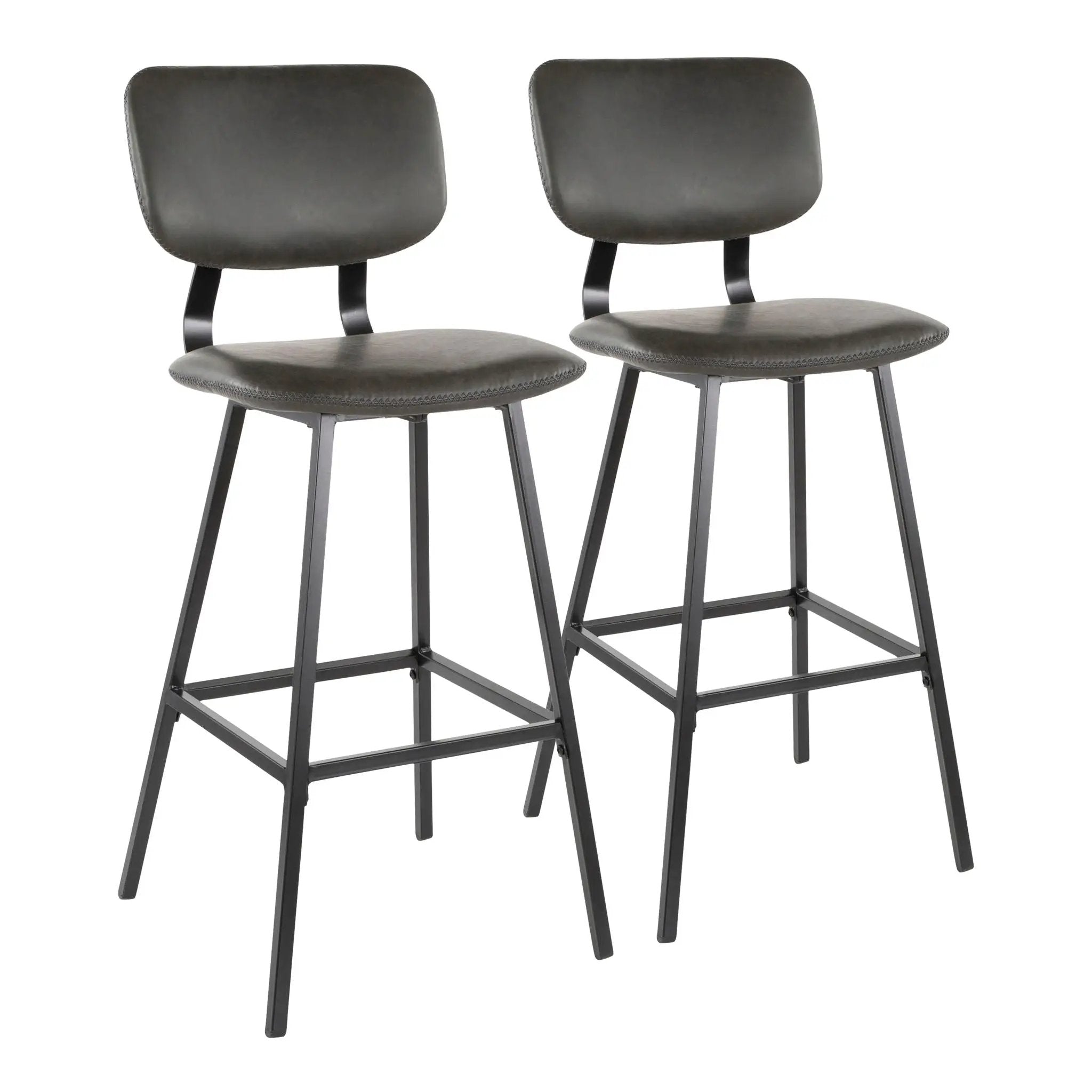Foundry - Contemporary Barstool Zig Zag Stitching (Set of 2) - Black / Gray by HouseOfZazla