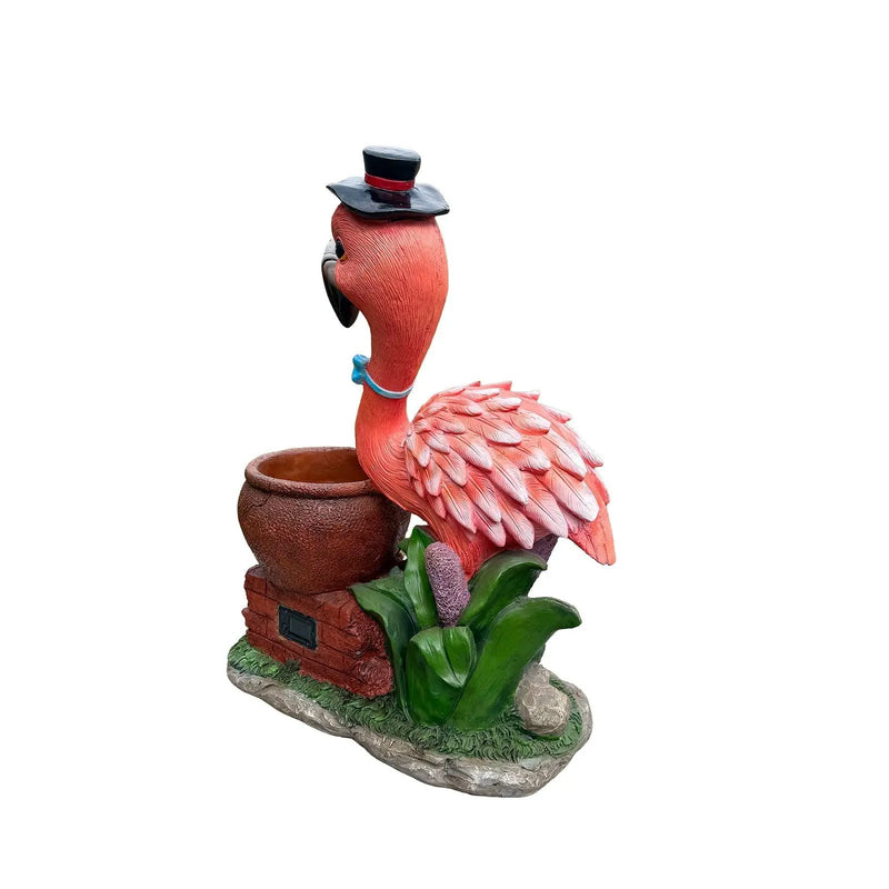 Outdoor Garden Sculpture Flamingo Flower Pot Planter by HouseOfZazla
