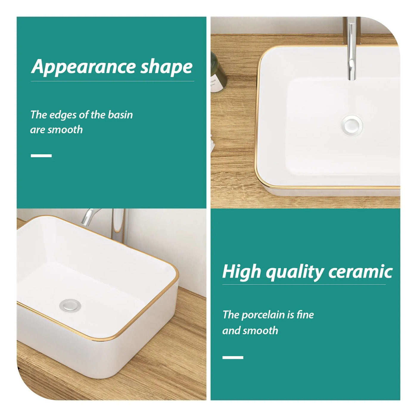 Modern European Style Ceramic Rectangular Vessel Bathroom Sink by HouseOfZazla