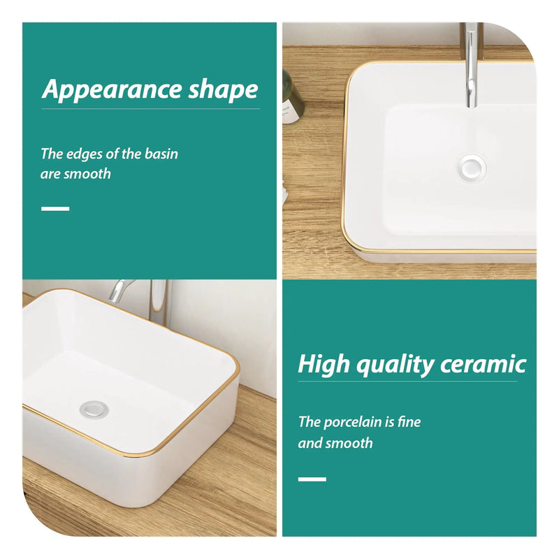 Modern European Style Ceramic Rectangular Vessel Bathroom Sink by HouseOfZazla
