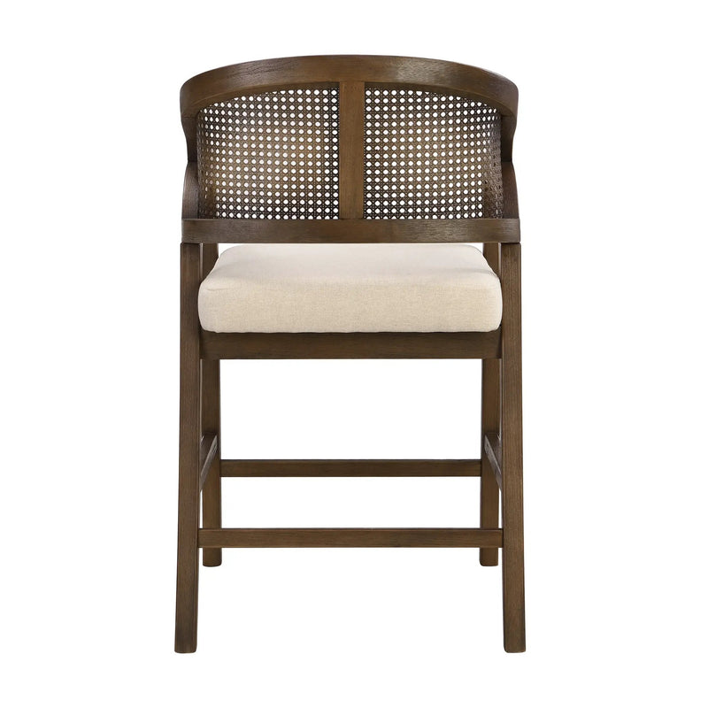Wooden Frame Counter Stool with Rattan Back - Set of 2 by HouseOfZazla