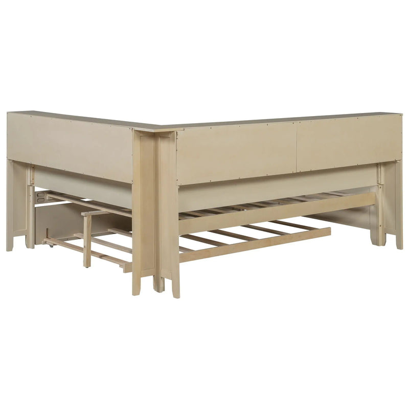 Full Size Daybed With Storage Shelves And Trundle - Ancient White by Unique Piece Furniture