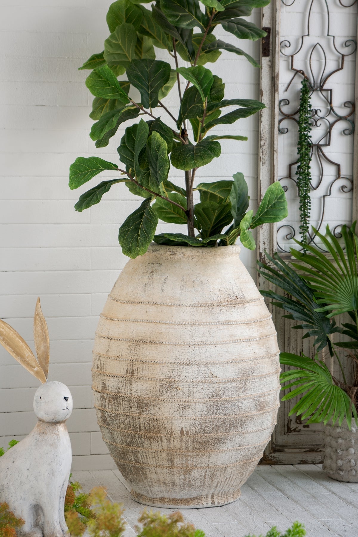22.4x22.4x30.5" Large Magnesium Flower Pot with Weathered Finish by HouseOfZazla