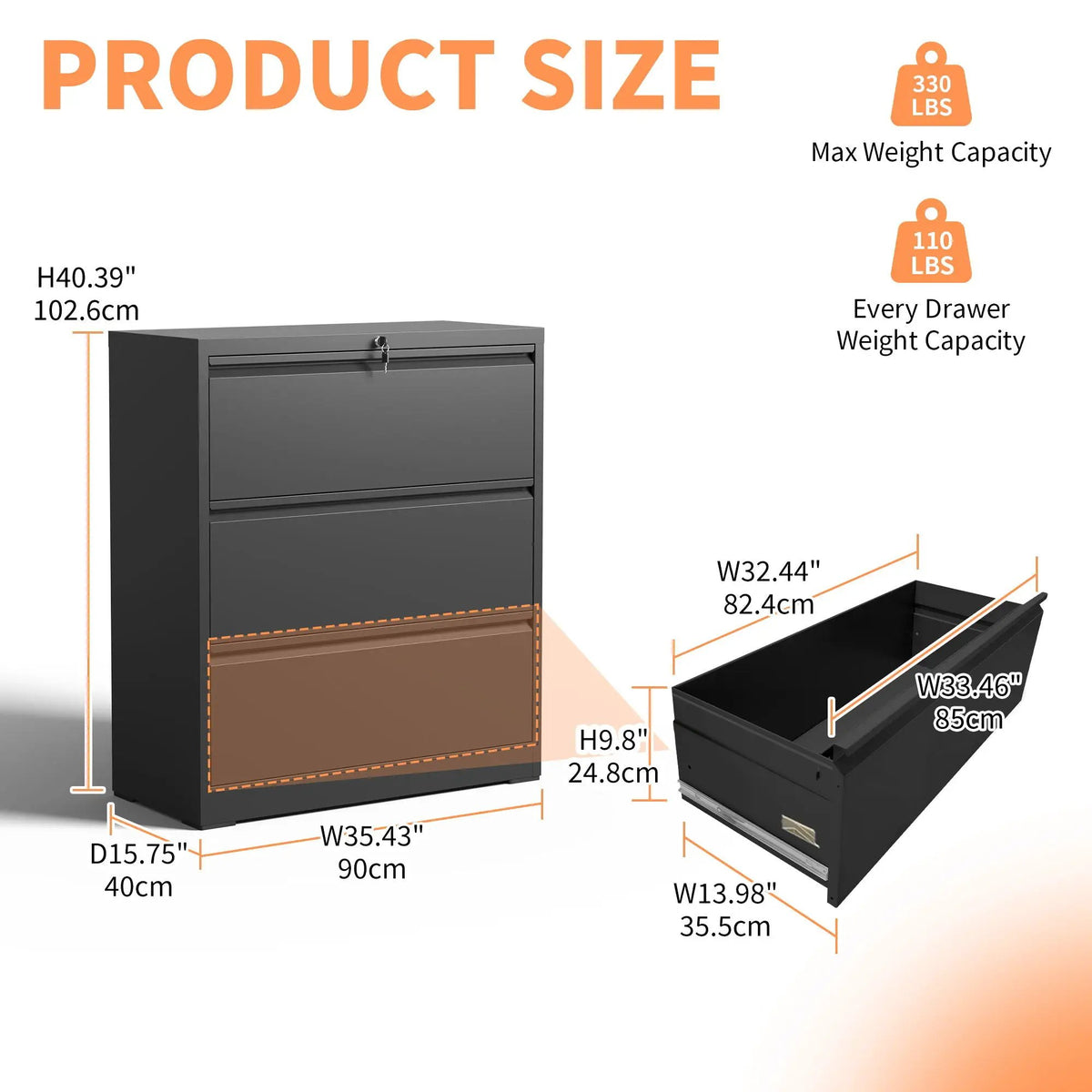Lateral File Cabinet, Heavy Duty Filing Holds Letter/Legal/A4 Files by HouseOfZazla