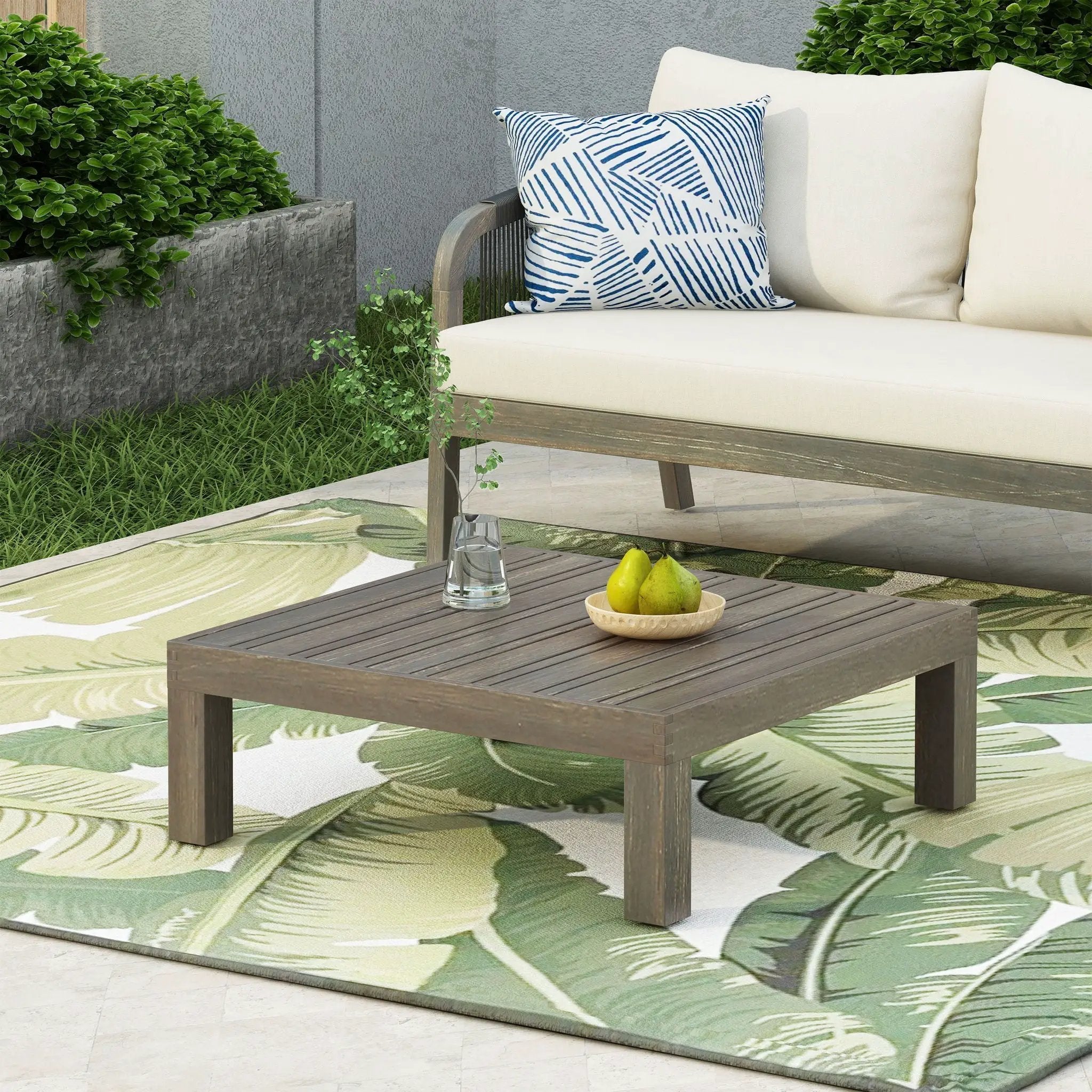 Oana Brava - Rustic Coffee Table With Slat Panel Design - Gray by HouseOfZazla
