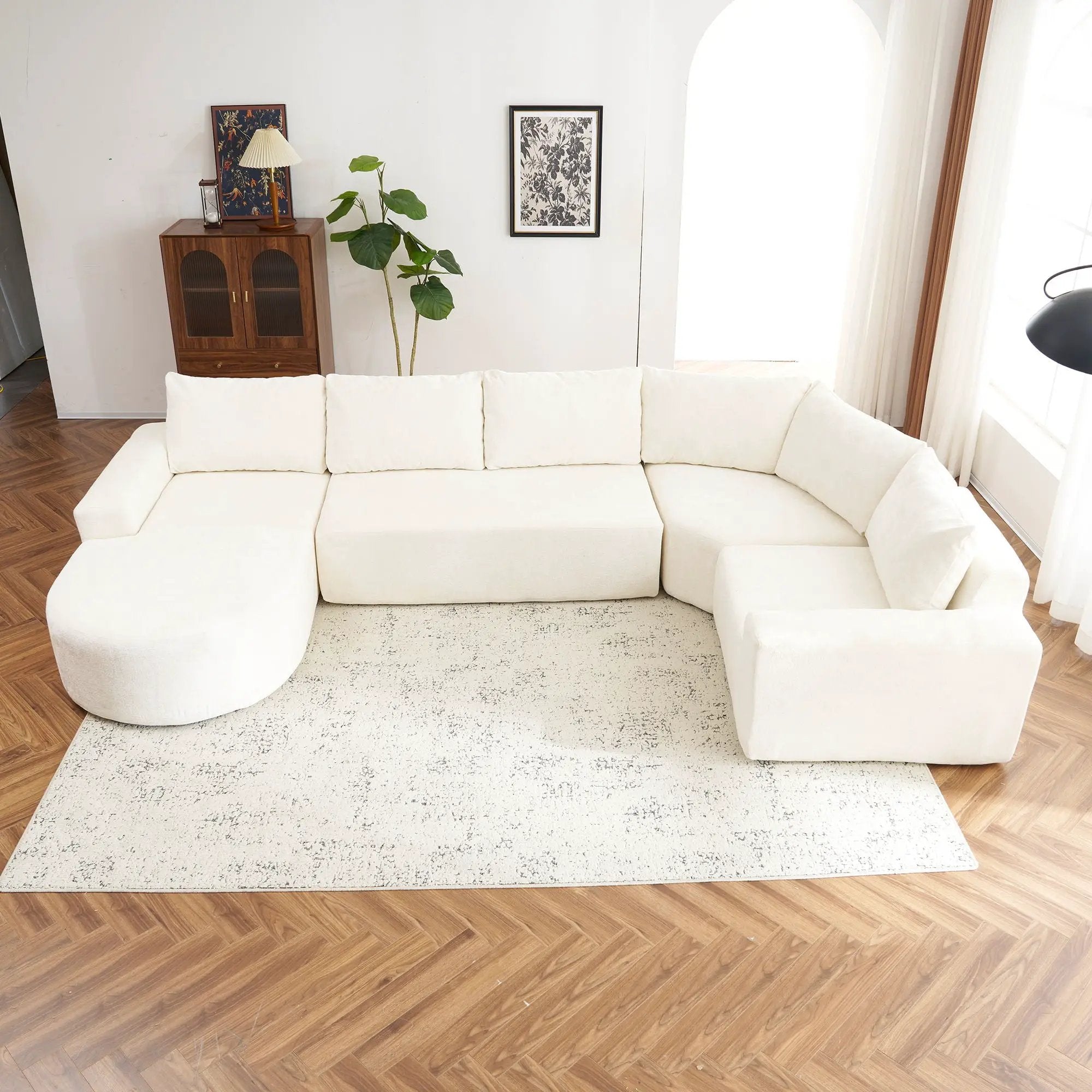 U-Shaped Oversized Modular Cloud Sectional Sofa With Deep Seat For Living Room by HouseOfZazla