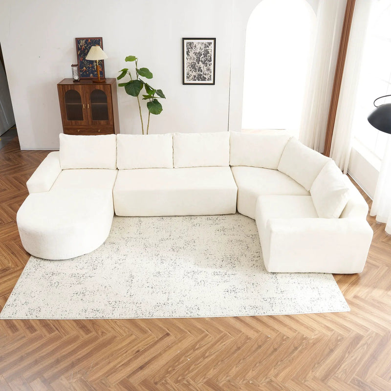 U-Shaped Oversized Modular Cloud Sectional Sofa With Deep Seat For Living Room by HouseOfZazla