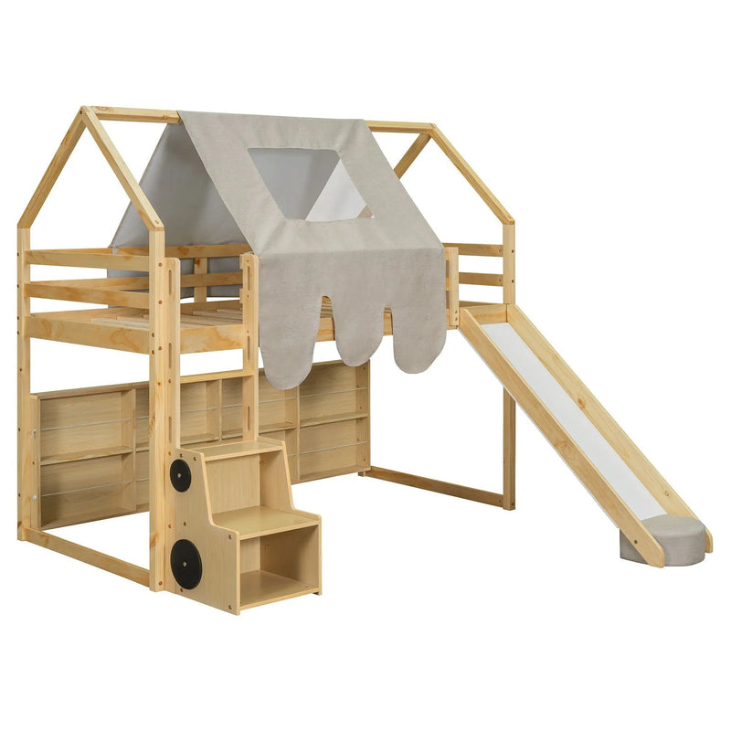 Loft Bed With House Shaped Frame And Tent by HouseOfZazla