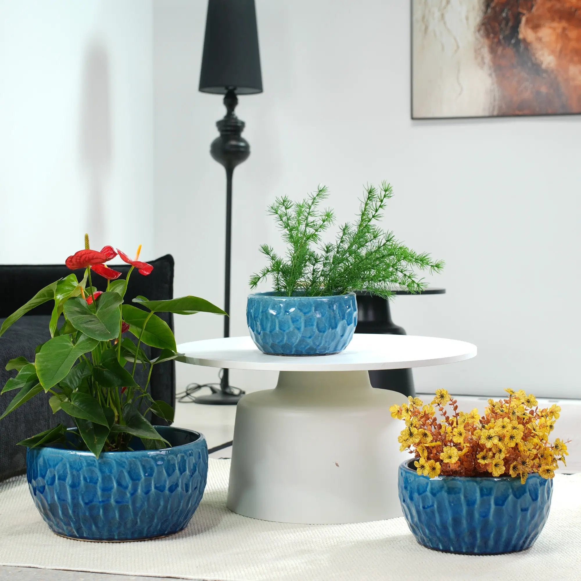 Handmade Ceramic Planter Set of 3 in Glossy Lake by HouseOfZazla