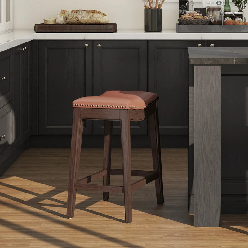 Barlow - Backless Saddle Counter Stool - Brown by HouseOfZazla