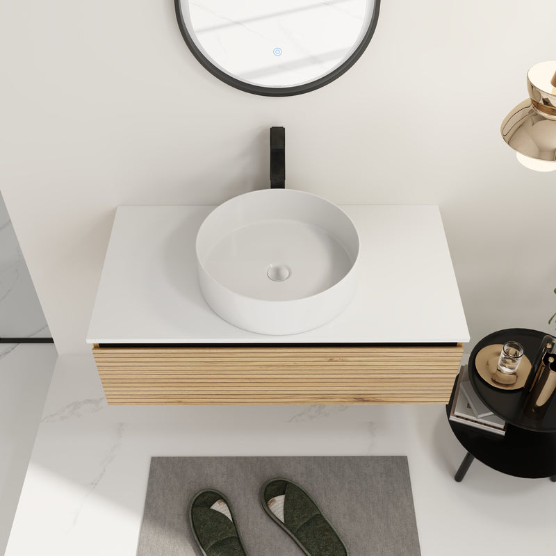 36'' Wall Mounted Bathroom Vanity with Resin Sink, photo 3 of 10