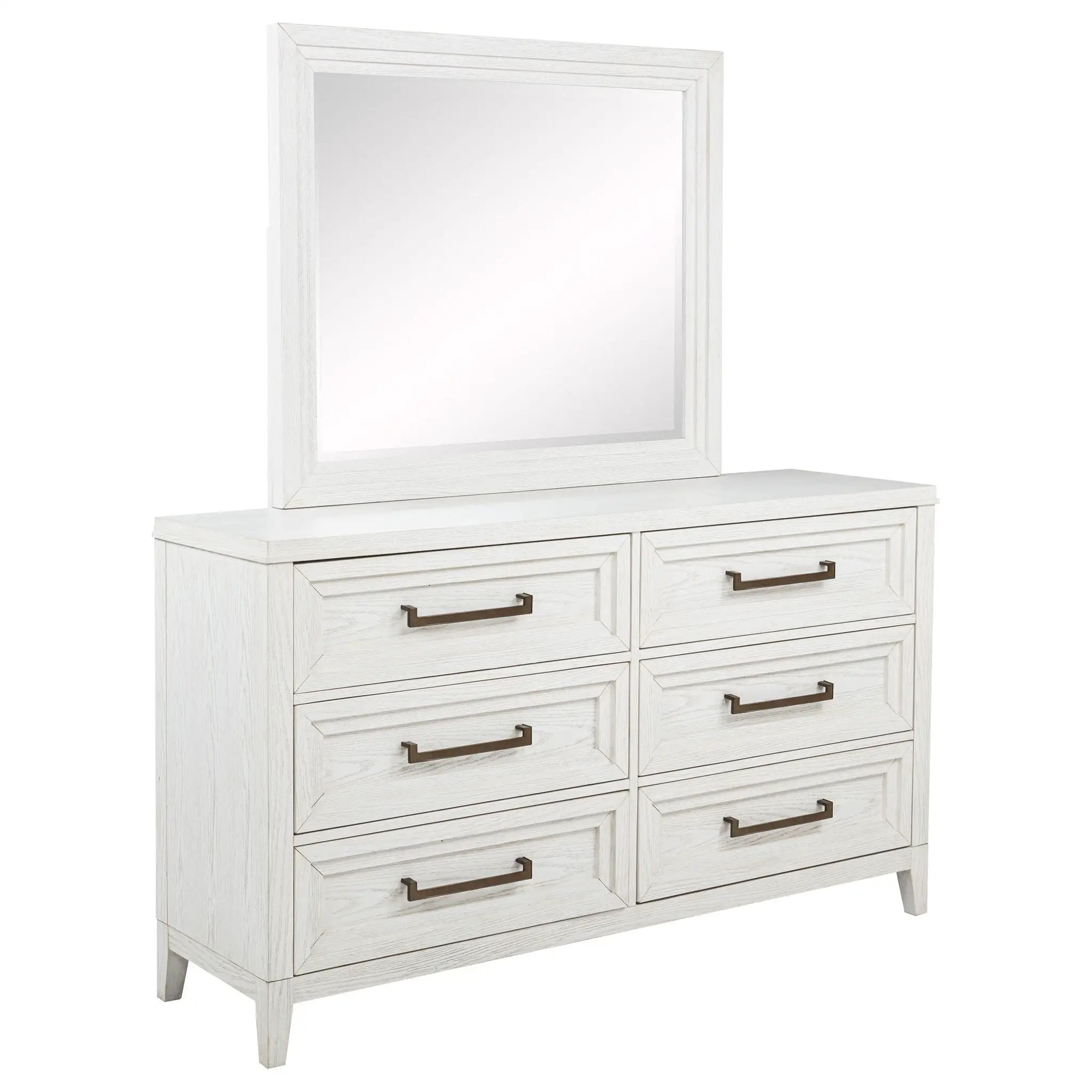 Marielle 6-drawer Dresser with Mirror Distressed White by Unique Piece Furniture