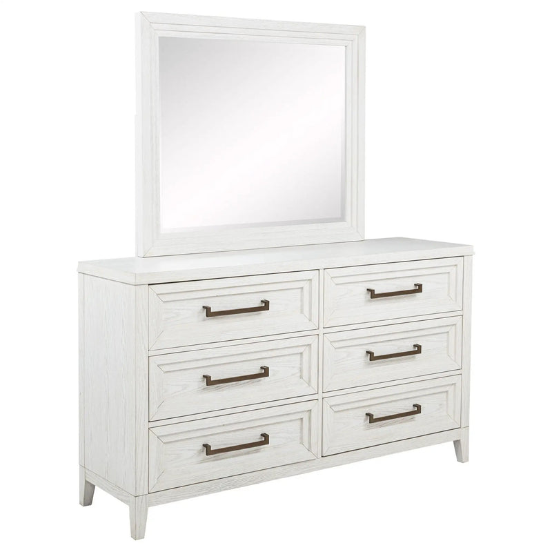 Marielle 6-drawer Dresser with Mirror Distressed White by Unique Piece Furniture