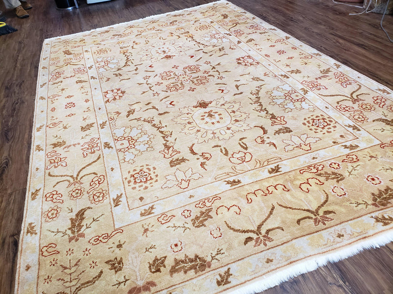 Vintage Turkish Oushak Area Rug 6x9, Wool Hand-Knotted by Jewel Rugs