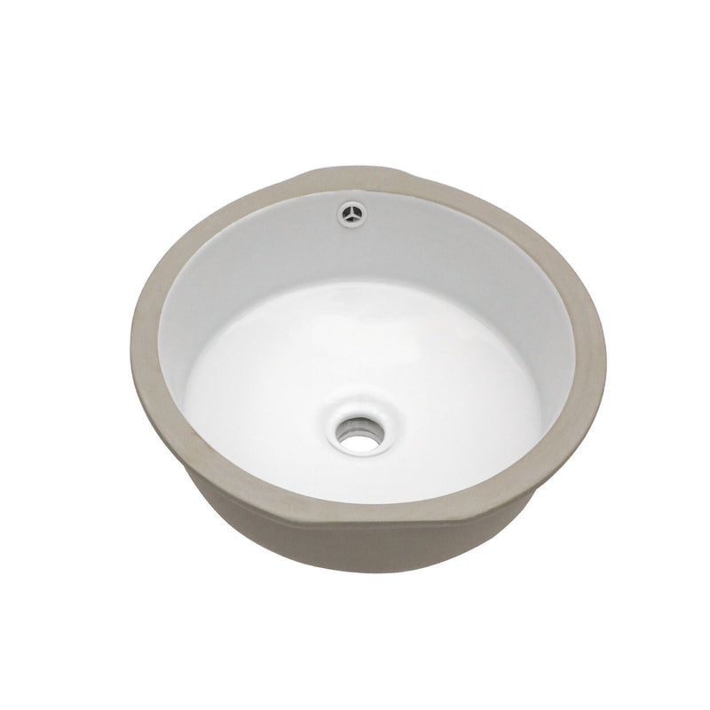 Ceramic Round Undermount Bathroom Sink With Overflow, European Style - White by HouseOfZazla