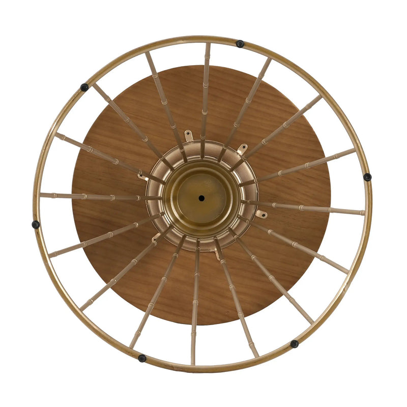 Hollow Edge Retro Art Pine Side Table with Antique Gold and Natural Color by HouseOfZazla