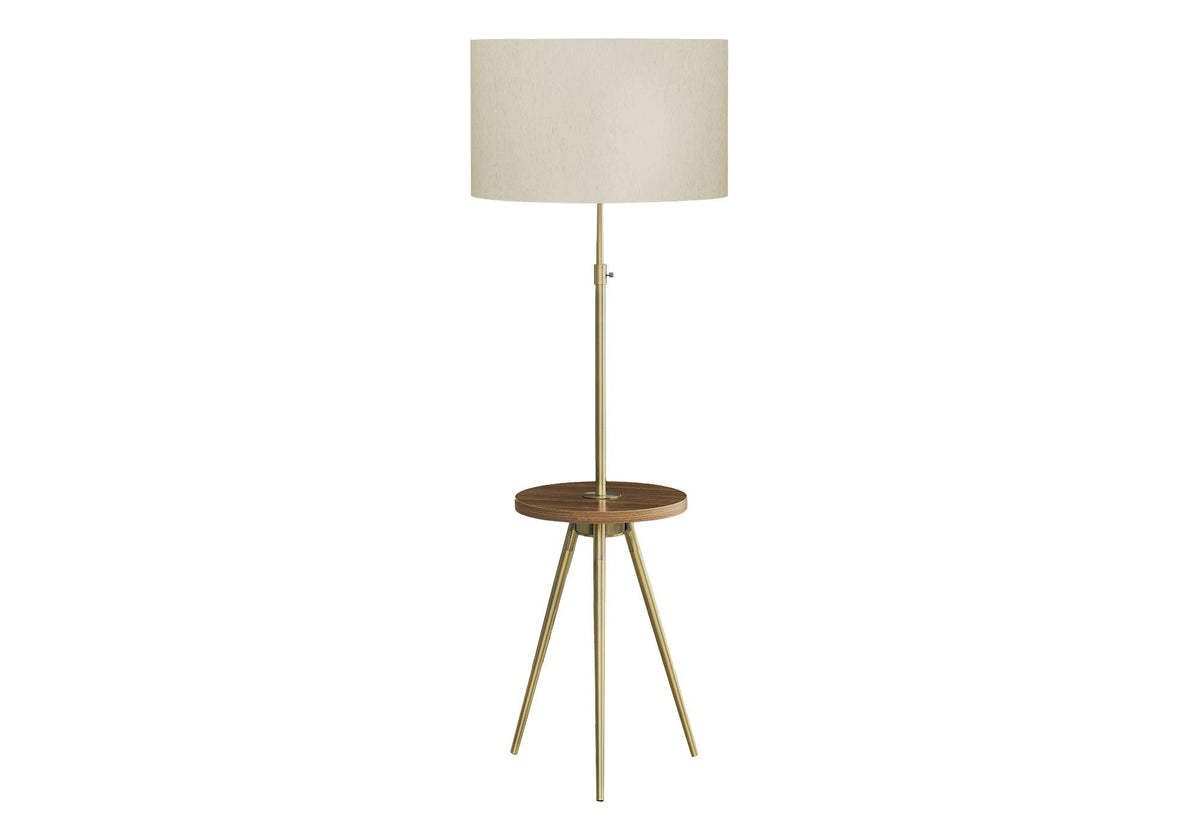 Modern Floor Lamp with Adjustable Height and Built-In Shelf - Black or Gold, photo 7 of 8