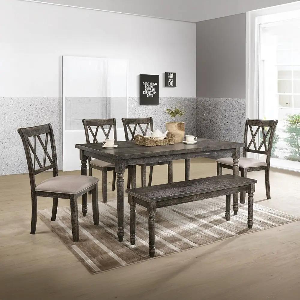 Claudia II - Side Chair (Set of 2) - Beige Fabric & Weathered Gray by Unique Piece Furniture