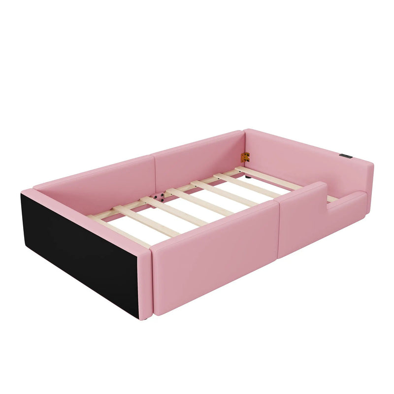Platform Bed With Guardrail And Charging Station by HouseOfZazla