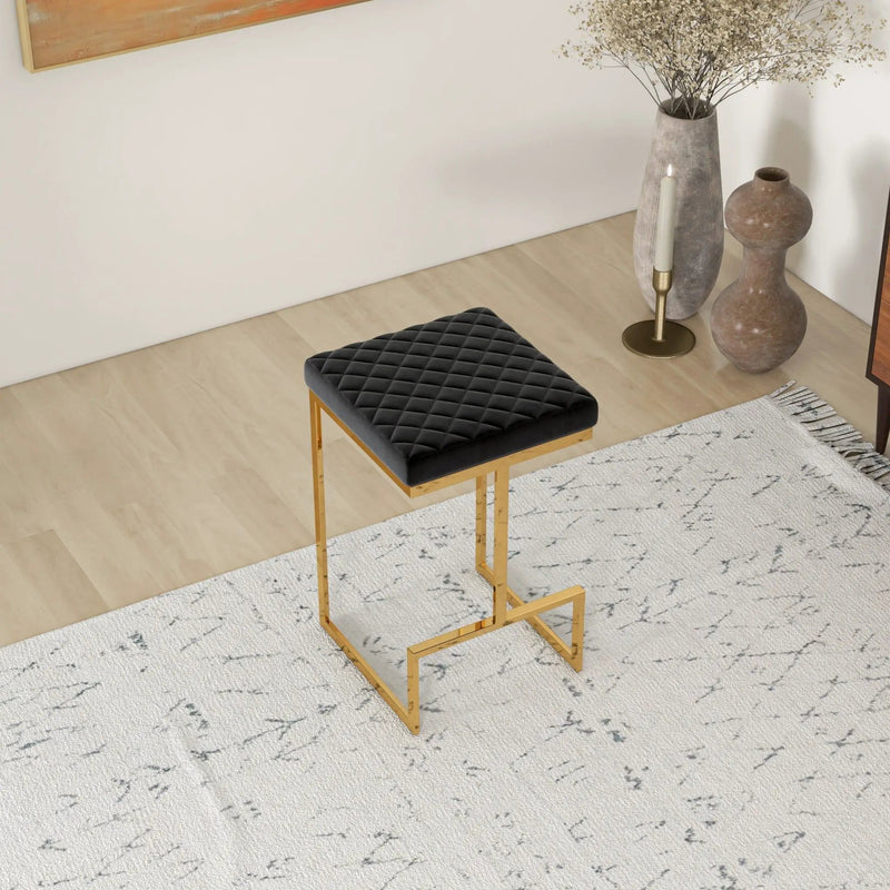 Joel - Upholstered Stool - Black / Gold by HouseOfZazla