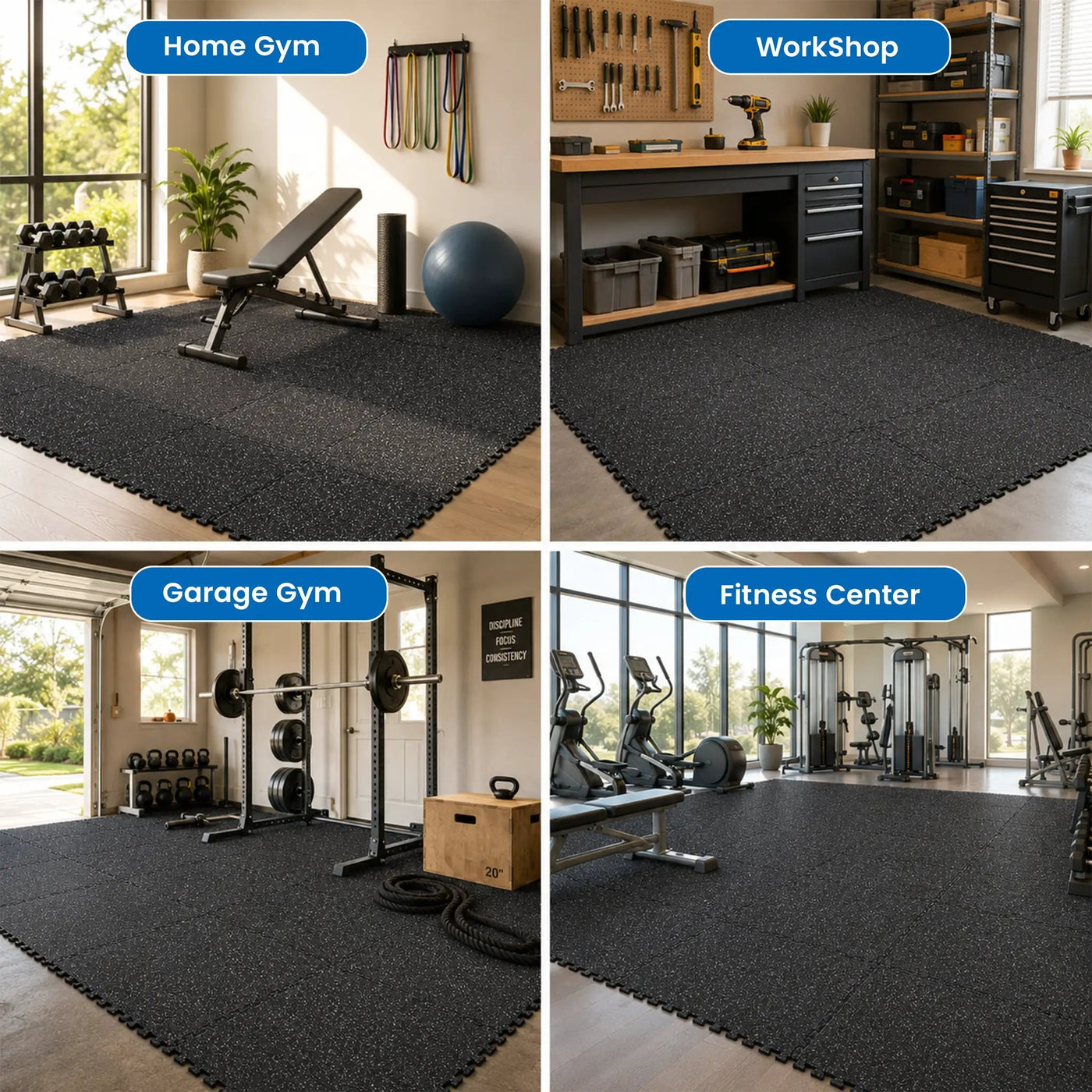 0.6 Inch Thick Interlocking Gym Floor Mats by HouseOfZazla