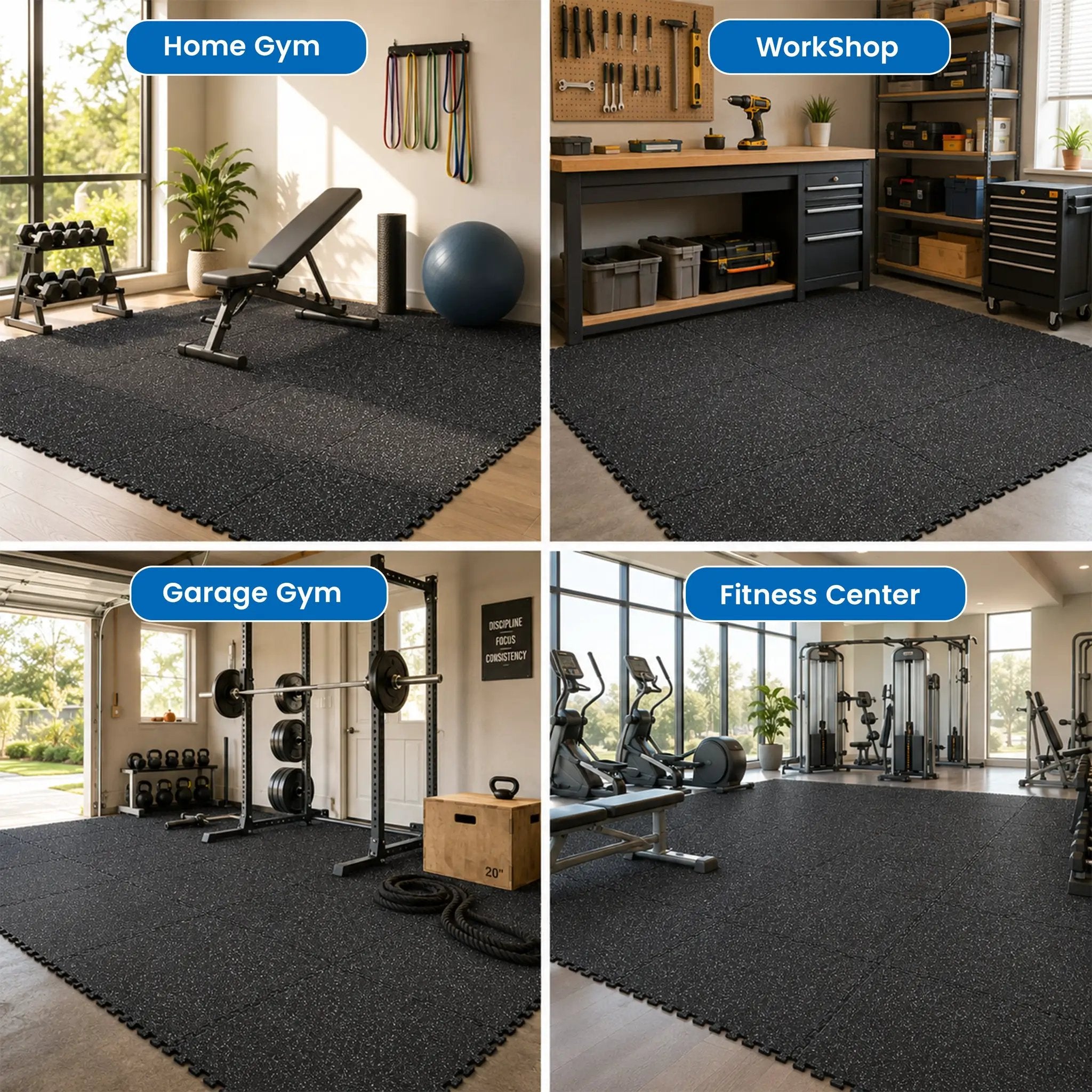 0.6 Inch Thick Interlocking Gym Floor Mats by HouseOfZazla