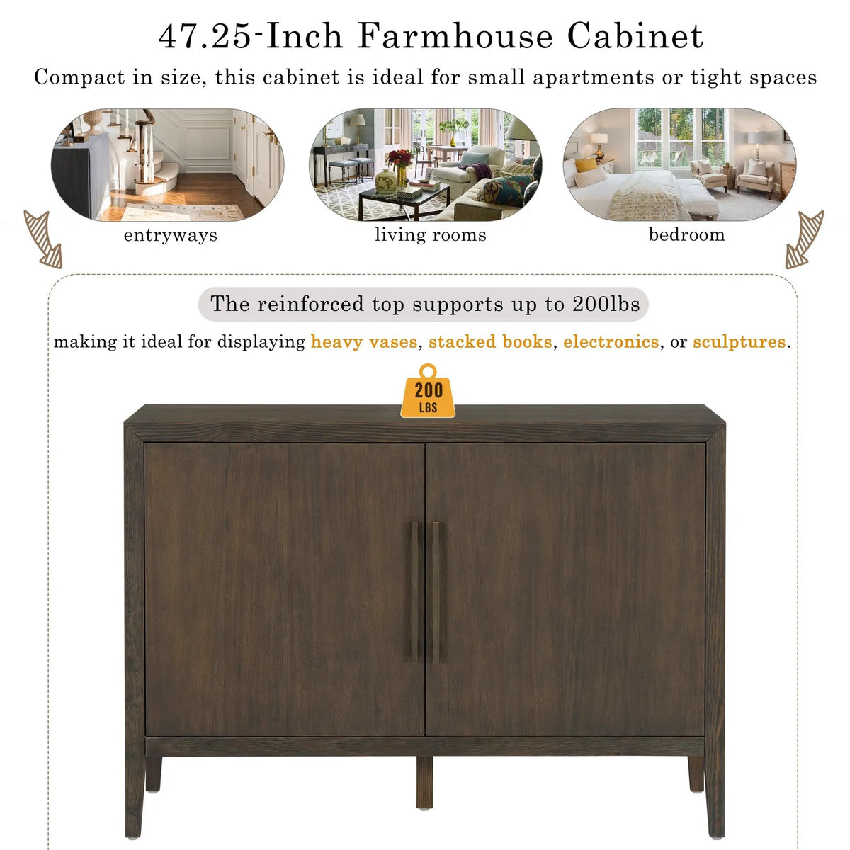 U_STYLE 47.25-Inch Farmhouse Sideboard by HouseOfZazla