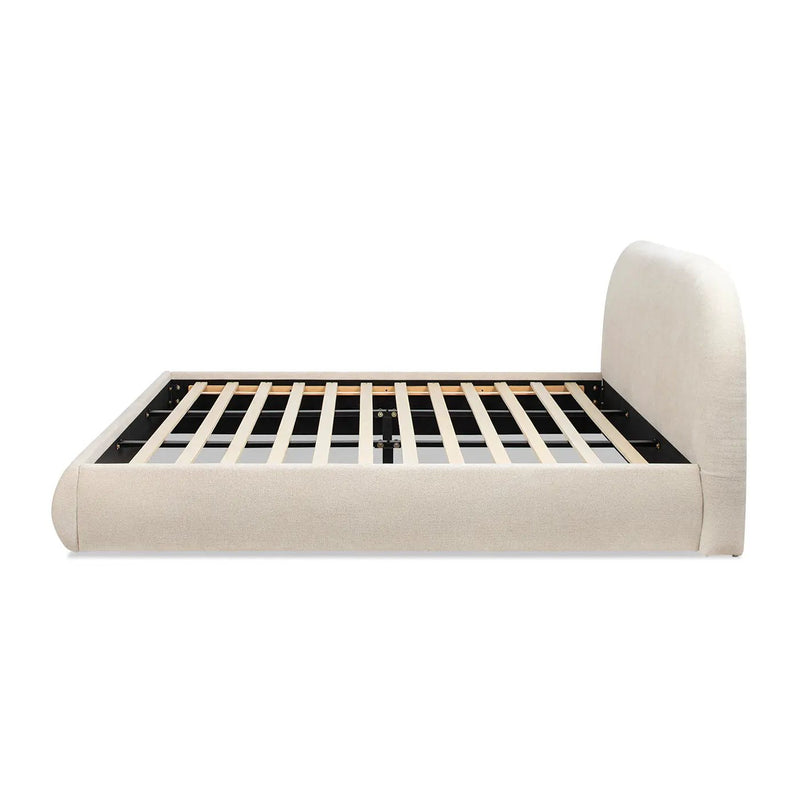 Archie Puffy Grounded Upholstered Platform Bed - Oatmeal Light by HouseOfZazla