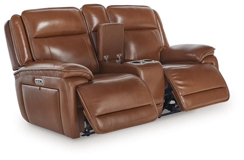 Healy Pier - Power Reclining Loveseat With Console / Adj Headrest - Chocolate by Unique Piece Furniture