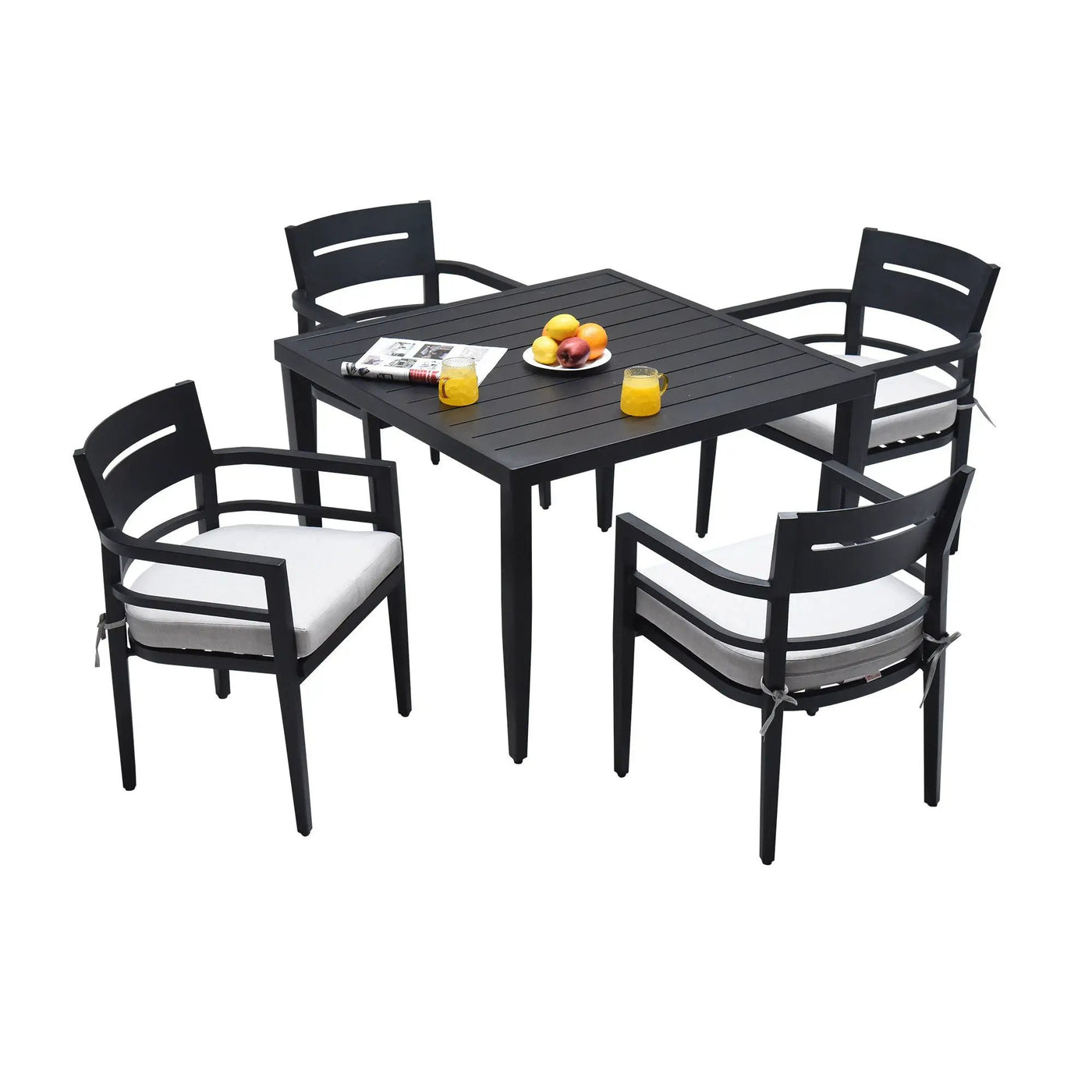 Outdoor Modern Dining Set, Chairs Sunbrella Cushioned And Dining Table With Umbrella Hole by Unique Piece Furniture