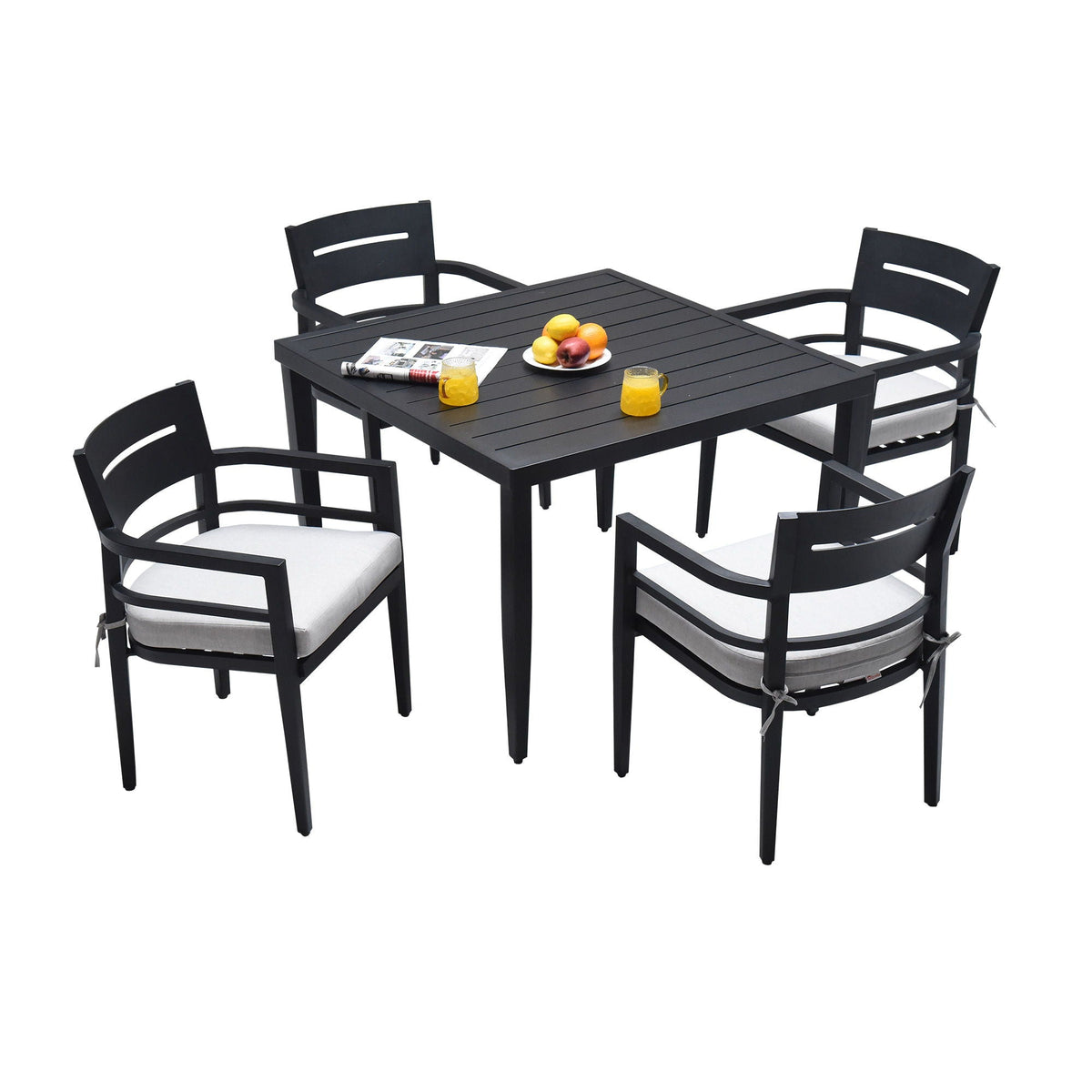 Outdoor Modern Dining Set with Sunbrella Cushions - Black, photo 3 of 27