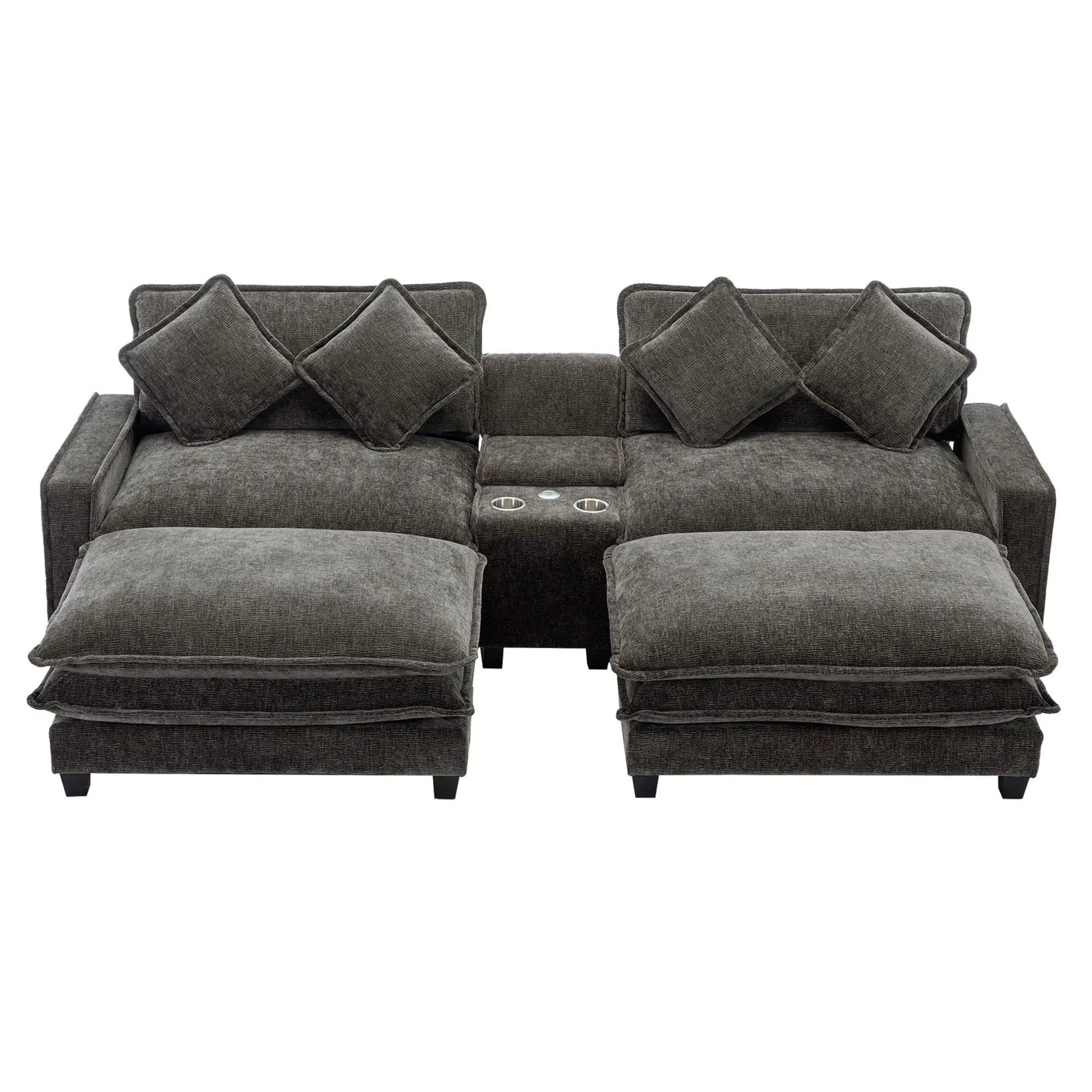 Modern Sectional Sofa With Removable Ottomans, USB Ports by HouseOfZazla