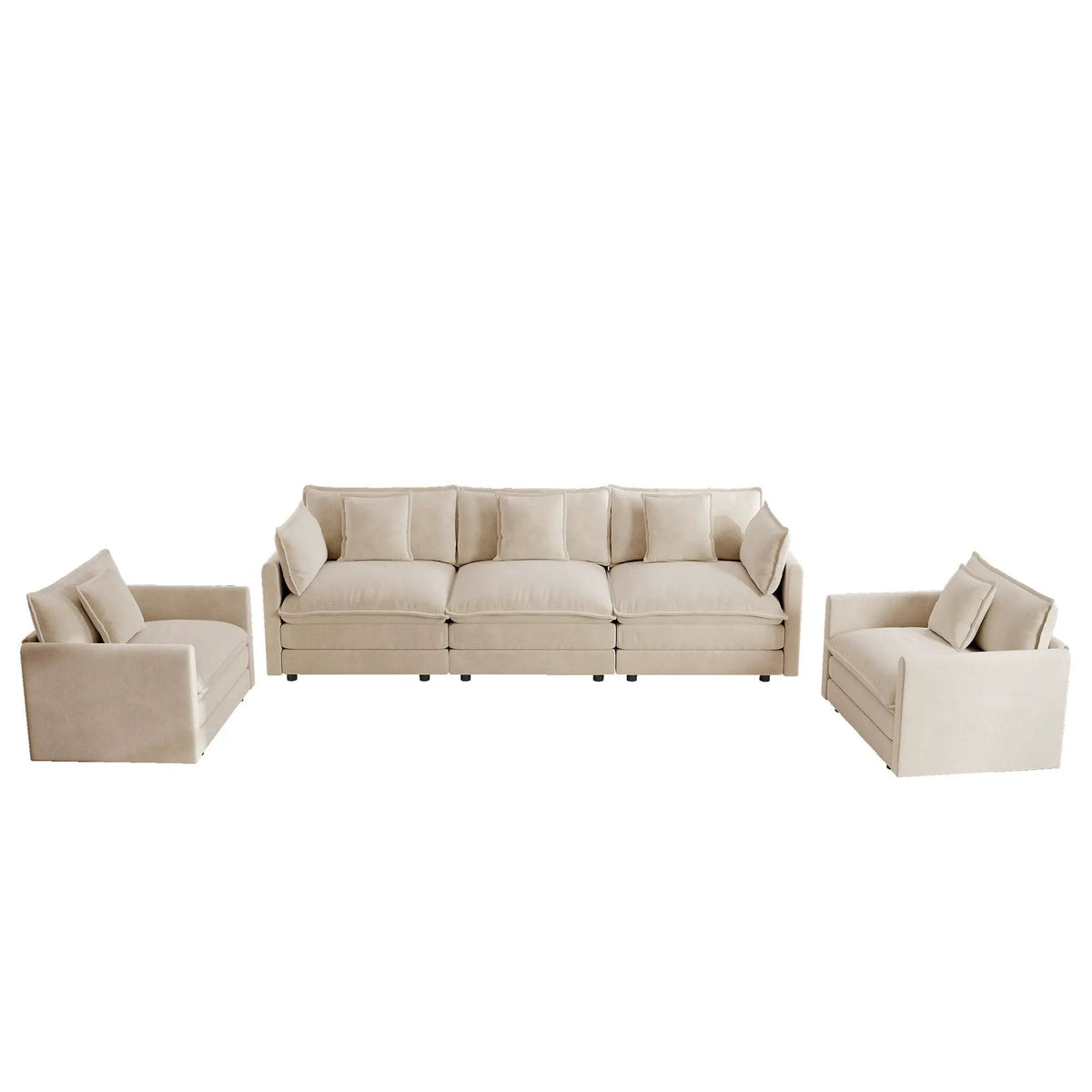 Sofa Set of 3: Living Room Sofa Set with Accent Chairs by HouseOfZazla