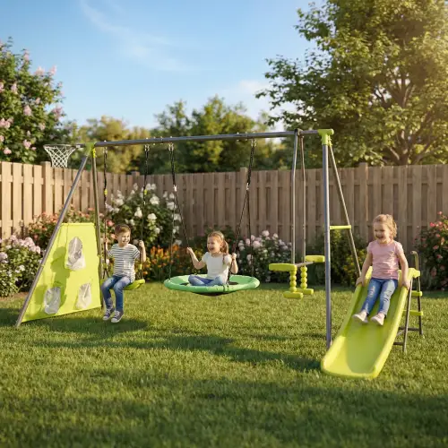 Saucer Swingset With Mini Slide by HouseOfZazla